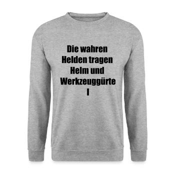 Stolzer Bauarbeiter Geschenk - Unisex Pullover - Weißgrau meliert - Vorne - Alina (178cm) & Michal (187cm)