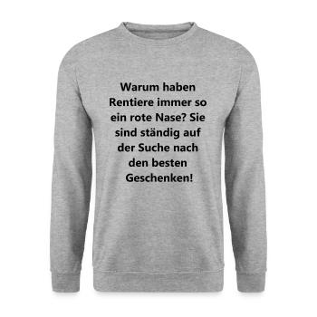 Rentier-Geschenkidee - Unisex Pullover - Weißgrau meliert - Vorne - Alina (178cm) & Michal (187cm)