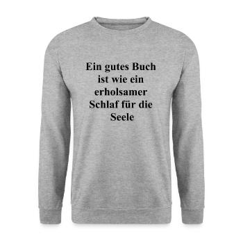 Geschenk für Leseratten - Unisex Pullover - Weißgrau meliert - Vorne - Alina (178cm) & Michal (187cm)