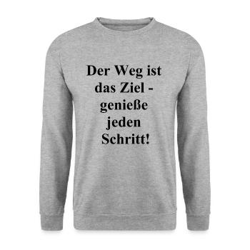 Wanderabenteuer Geschenk - Unisex Pullover - Weißgrau meliert - Vorne - Alina (178cm) & Michal (187cm)