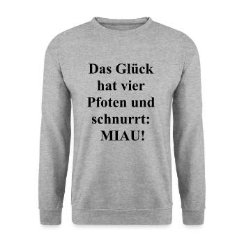 Katzenpfoten-Geschenk - Unisex Pullover - Weißgrau meliert - Vorne - Alina (178cm) & Michal (187cm)