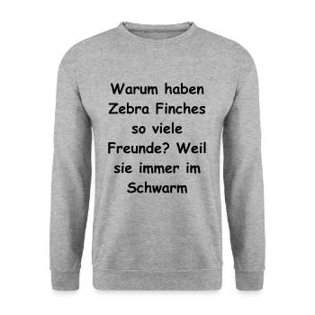 Zebra Finch Geschenk - Unisex Pullover - Weißgrau meliert - Vorne - Alina (178cm) & Michal (187cm)