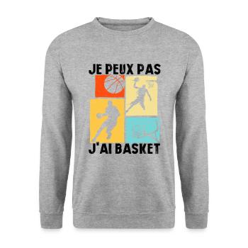 Je Peux Pas J'ai Basket - Sweat-shirt Unisexe - gris chiné - Devant - Alina (178cm) & Michal (187cm)