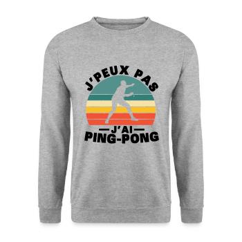 Je peux pas J'ai Ping pong Humour cadeau - Sweat-shirt Unisexe - gris chiné - Devant - Alina (178cm) & Michal (187cm)