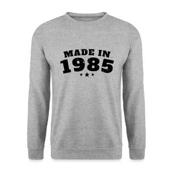 Hergestellt im Jahr 1985 Vintage Jubiläum - Unisex Pullover - Weißgrau meliert - Vorne - Alina (178cm) & Michal (187cm)