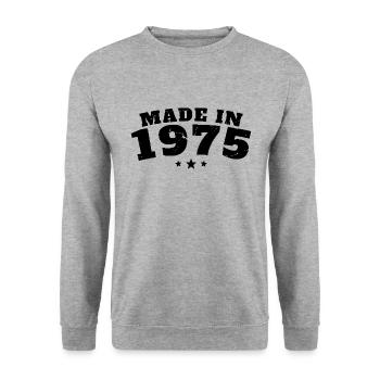 Baujahr 1975 - Unisex Pullover - Weißgrau meliert - Vorne - Alina (178cm) & Michal (187cm)