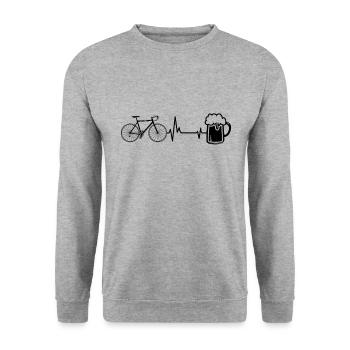 Bike Bier und Herzschlag - Unisex Pullover - Weißgrau meliert - Vorne - Alina (178cm) & Michal (187cm)