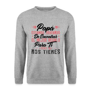 Vatertag Mann Papa Tochter Sohn Geschenk Vater - Unisex Pullover - Weißgrau meliert - Vorne - Alina (178cm) & Michal (187cm)