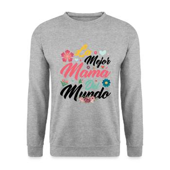 The Best Mom in the World Mother's Day Gift - Unisex Sweatshirt - salt & pepper - Front - Alina (178cm) & Michal (187cm)