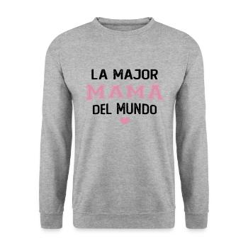 Die beste Mutter der Welt - Unisex Pullover - Weißgrau meliert - Vorne - Alina (178cm) & Michal (187cm)