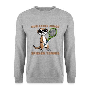 Tennisspieler - Nur coole Jungs spielen Tennis - Unisex Pullover - Weißgrau meliert - Vorne - Alina (178cm) & Michal (187cm)