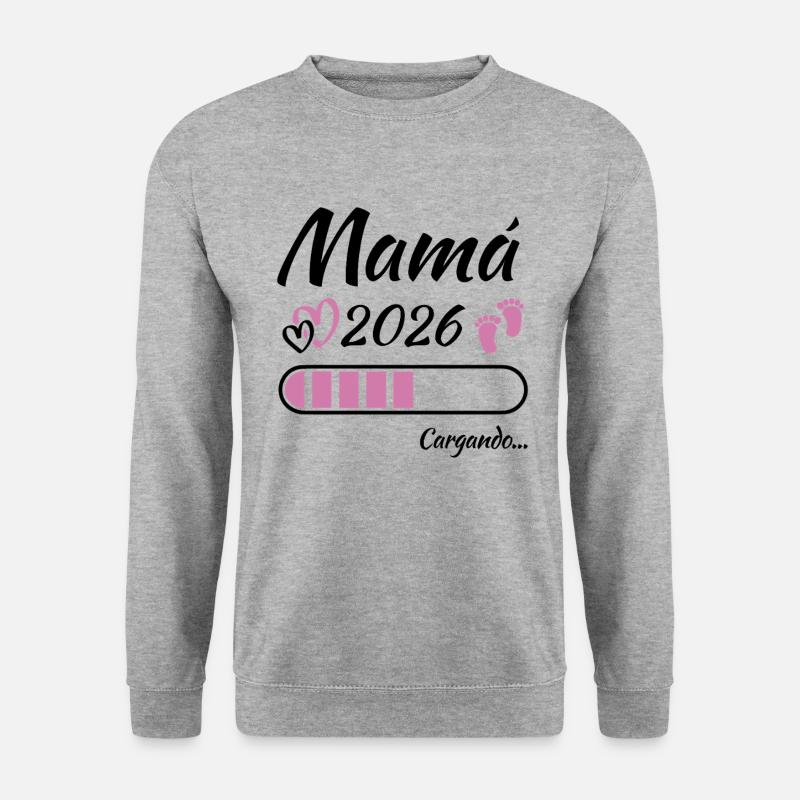 Werdende Mutter 2026 Loading - Unisex Pullover - Weißgrau meliert