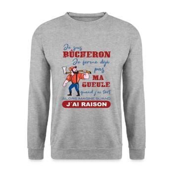 Je suis Bûcheron Forestier Homme solide Cadeau - Sweat-shirt Unisexe - gris chiné - Devant - Alina (178cm) & Michal (187cm)