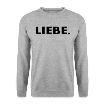 LIEBE - Unisex Pullover - Weißgrau meliert - Vorne - Alina (178cm) & Michal (187cm)