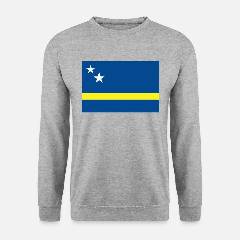 Curacao Flagge - Unisex Pullover - Weißgrau meliert