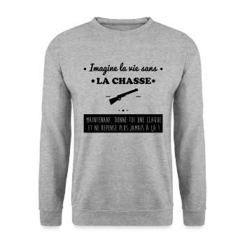 La vie sans la chasse ,chasseur,chasseurs - Sweat-shirt Unisexe - gris chiné - Devant - Alina (178cm) & Michal (187cm)