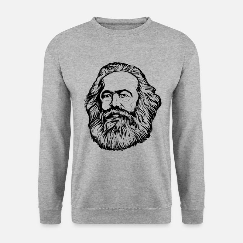 Karl Marx (schwarz) - Unisex Pullover - Weißgrau meliert