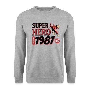 Super Heroes Since 1987 - Anniversary 35 years - Unisex Sweatshirt - salt & pepper - Front - Alina (178cm) & Michal (187cm)