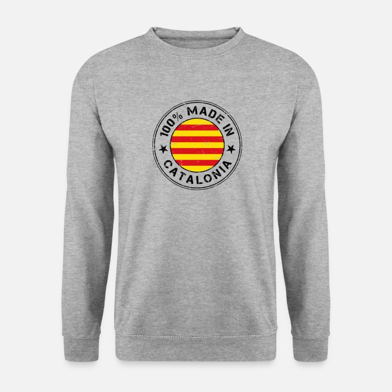 Made in Katalonien katalanisch Flagge Fahne - Unisex Pullover - Weißgrau meliert