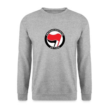 Antifa - Gegen Rechts - Unisex Pullover - Weißgrau meliert - Vorne - Alina (178cm) & Michal (187cm)