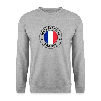 France drapeau français drapeau timbre - Sweat-shirt Unisexe - gris chiné - Devant - Alina (178cm) & Michal (187cm)