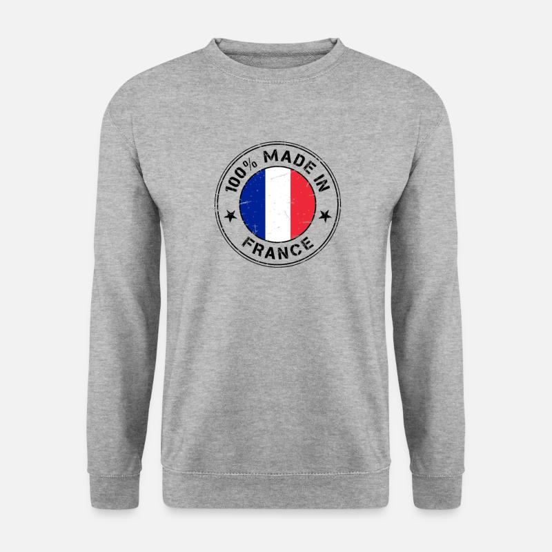 Frankreich französisch Flagge Fahne Stempel - Unisex Pullover - Weißgrau meliert