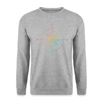 Compas, Kompass, En Plein Air, Nature, Faune - Sweat-shirt Unisexe - gris chiné - Devant - Alina (178cm) & Michal (187cm)