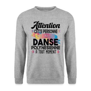 Danse Polynésienne Polynésie Cadeau Danseuse - Sweat-shirt Unisexe - gris chiné - Devant - Alina (178cm) & Michal (187cm)