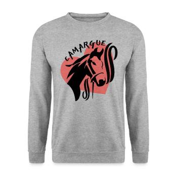 Love camargue - Sweat-shirt Unisexe - gris chiné - Devant - Alina (178cm) & Michal (187cm)