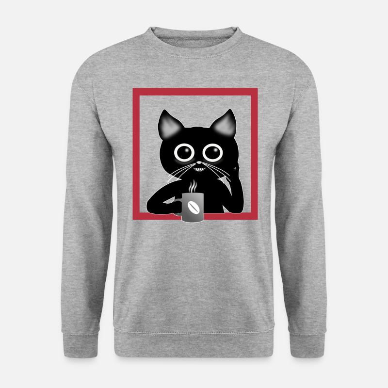 Kaffe Katze - Unisex Pullover - Weißgrau meliert