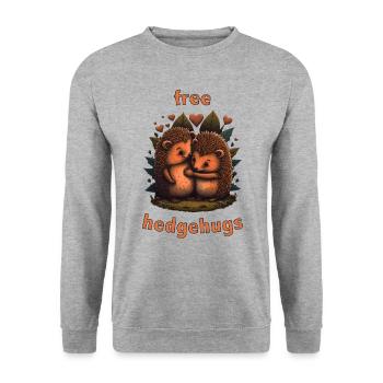 Hedgehugs gratuits - Sweat-shirt Unisexe - gris chiné - Devant - Alina (178cm) & Michal (187cm)