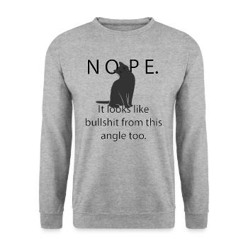 Katze lustig nein - Unisex Pullover - Weißgrau meliert - Vorne - Alina (178cm) & Michal (187cm)
