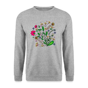 Prairie fleurie motif floral vrille fleur fleur florale - Sweat-shirt Unisexe - gris chiné - Devant - Alina (178cm) & Michal (187cm)