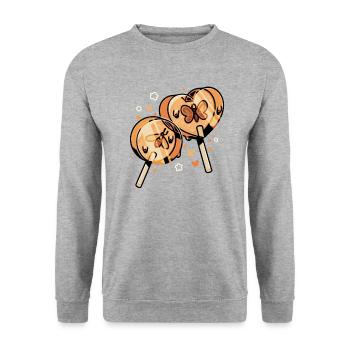 Bernstein Lollies - Unisex Pullover - Weißgrau meliert - Vorne - Alina (178cm) & Michal (187cm)
