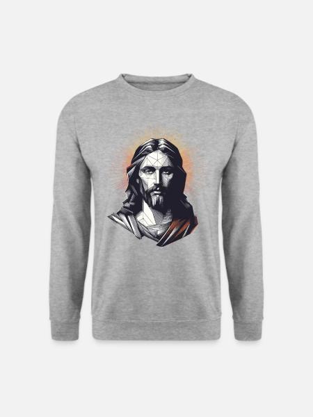 Jésus Vecteur Polygone Christ Tête Religion - Sweat-shirt Unisexe - gris chiné