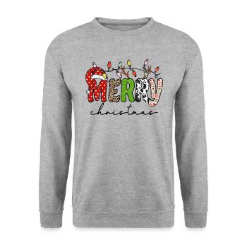 JOYEUX Noël, chapeau de père Noël - Sweat-shirt Unisexe - gris chiné - Devant - Alina (178cm) & Michal (187cm)