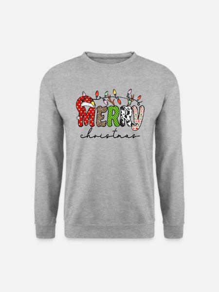 FROHE Weihnachten, Weihnachtsmannmütze - Unisex Pullover - Weißgrau meliert