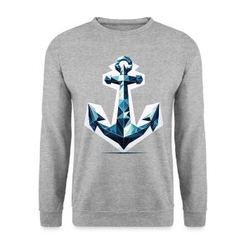 Polygon Anchor - Unisex Sweatshirt - salt & pepper - Front - Alina (178cm) & Michal (187cm)
