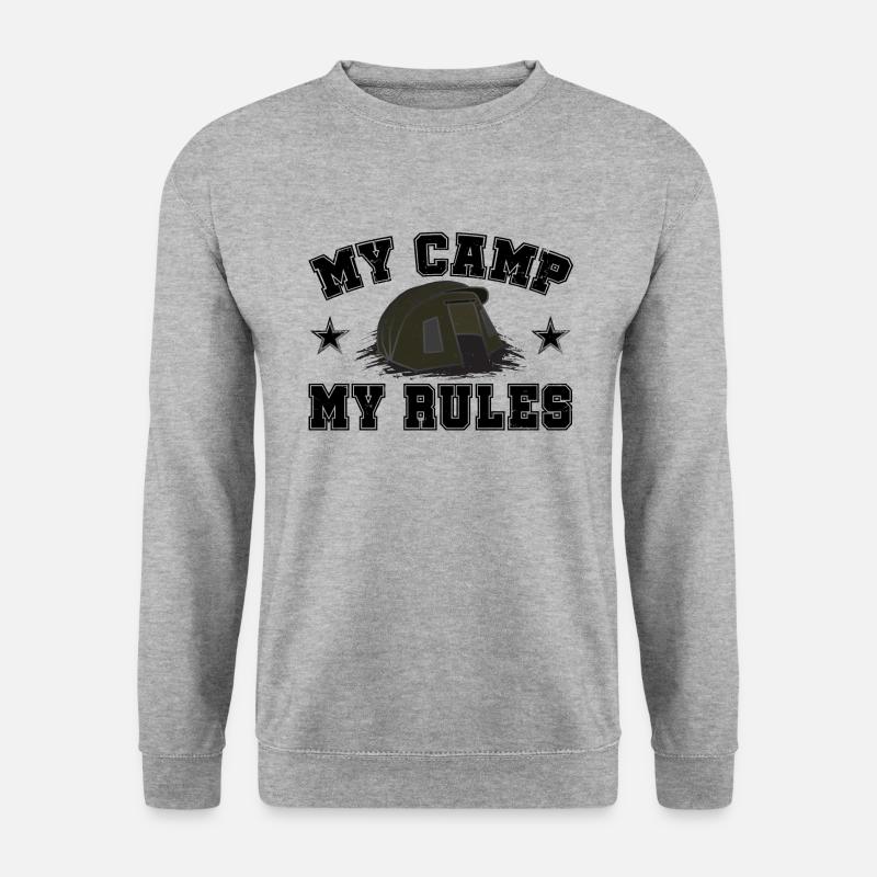Karpfenangeln - Mein Camp Meine Regeln - Unisex Pullover - Weißgrau meliert