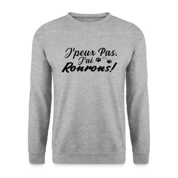 j peux pas j ai ronrons - Sweat-shirt Unisexe - gris chiné - Devant - Alina (178cm) & Michal (187cm)