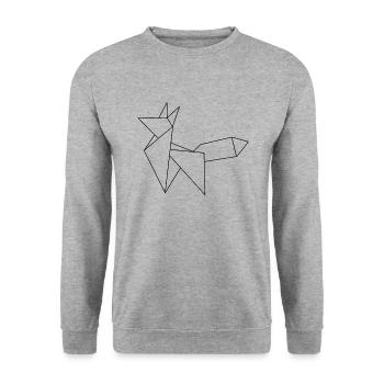 Origami Fuchs - Unisex Pullover - Weißgrau meliert - Vorne - Alina (178cm) & Michal (187cm)