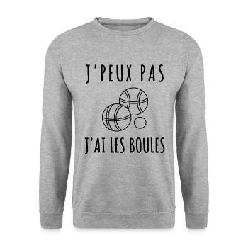 T shirt pétanque j' ai les boules humour cadeau - Sweat-shirt Unisexe - gris chiné - Devant - Alina (178cm) & Michal (187cm)