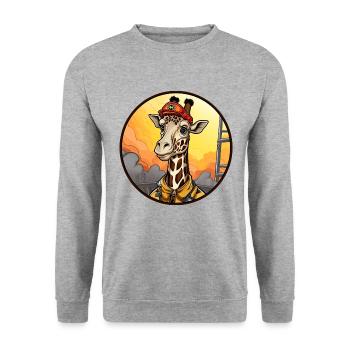 Firefighter Giraffe - Unisex Sweatshirt - salt & pepper - Front - Alina (178cm) & Michal (187cm)