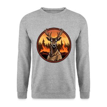 Feuerwehr Hirsche - Unisex Pullover - Weißgrau meliert - Vorne - Alina (178cm) & Michal (187cm)