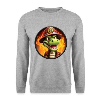 Crocodiles Pompiers - Sweat-shirt Unisexe - gris chiné - Devant - Alina (178cm) & Michal (187cm)