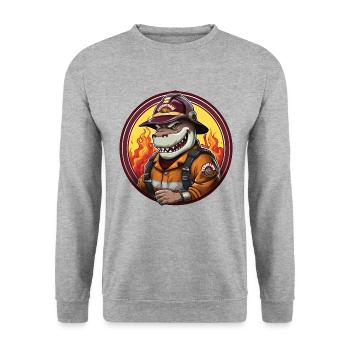 Haie Feuerwehr - Unisex Pullover - Weißgrau meliert - Vorne - Alina (178cm) & Michal (187cm)
