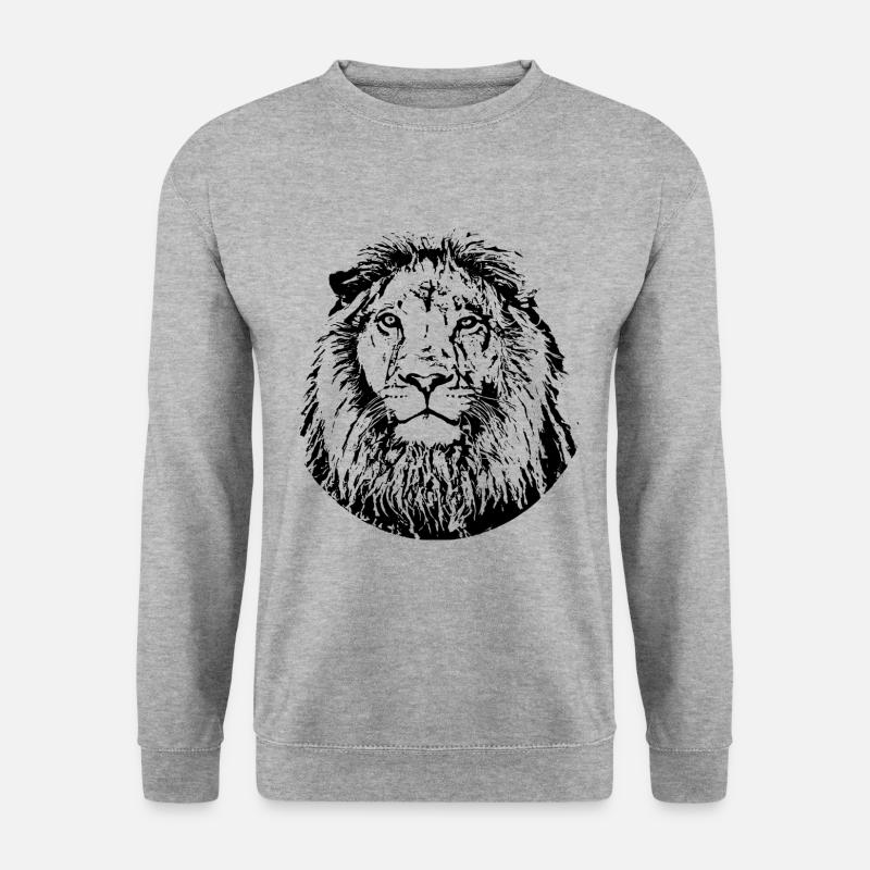Löwe - Unisex Pullover - Weißgrau meliert