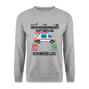 Notfallsanitäter Rettungssanitäter Krankenwagen - Unisex Pullover - Weißgrau meliert - Vorne - Alina (178cm) & Michal (187cm)