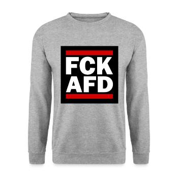 Fck afd - Unisex Pullover - Weißgrau meliert - Vorne - Alina (178cm) & Michal (187cm)