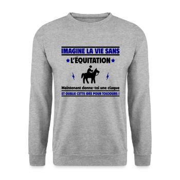 Imagine la vie sans l'équitation - Sweat-shirt Unisexe - gris chiné - Devant - Alina (178cm) & Michal (187cm)